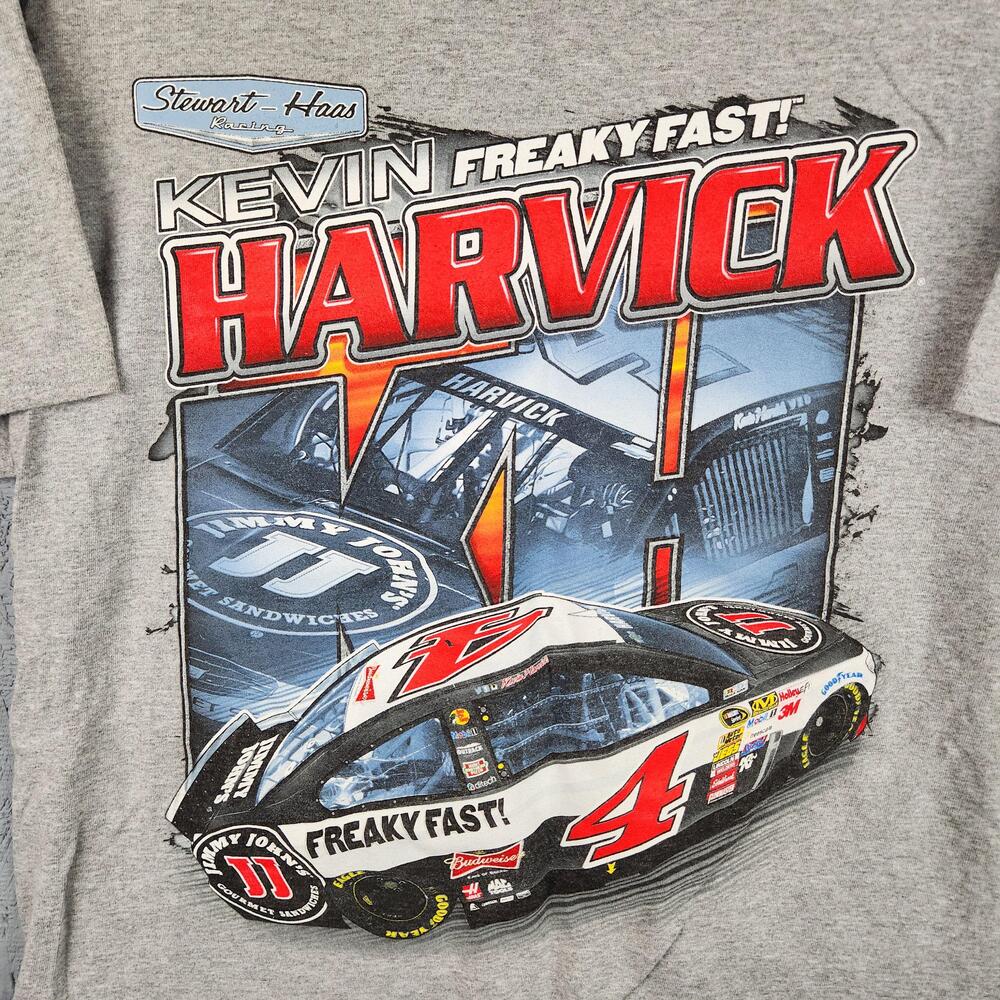 Kevin Harvick Shirt Mens Large Gray NASCAR Racing Stewart Haas Freaky Fast Chase